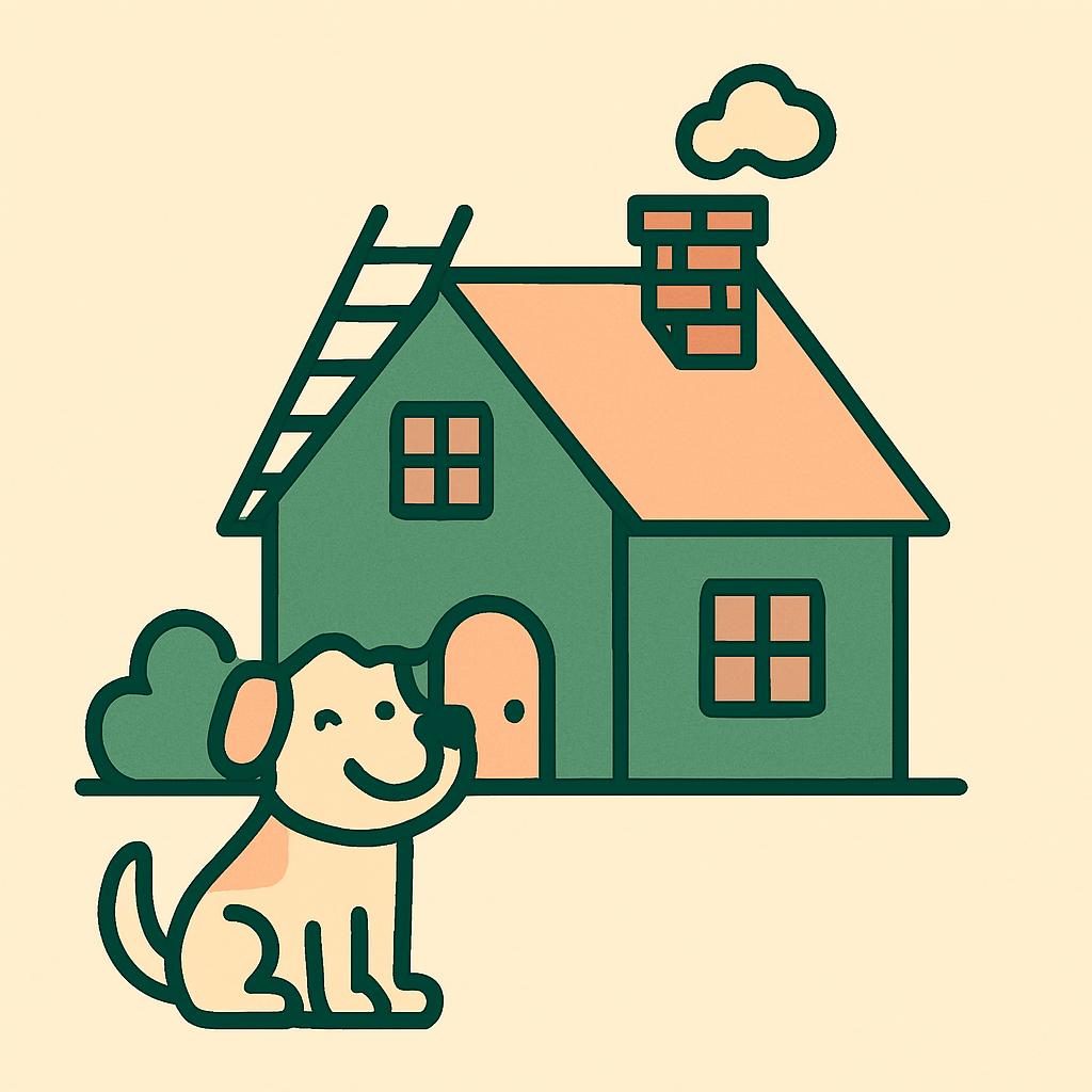 Drawing of a house with a chimney